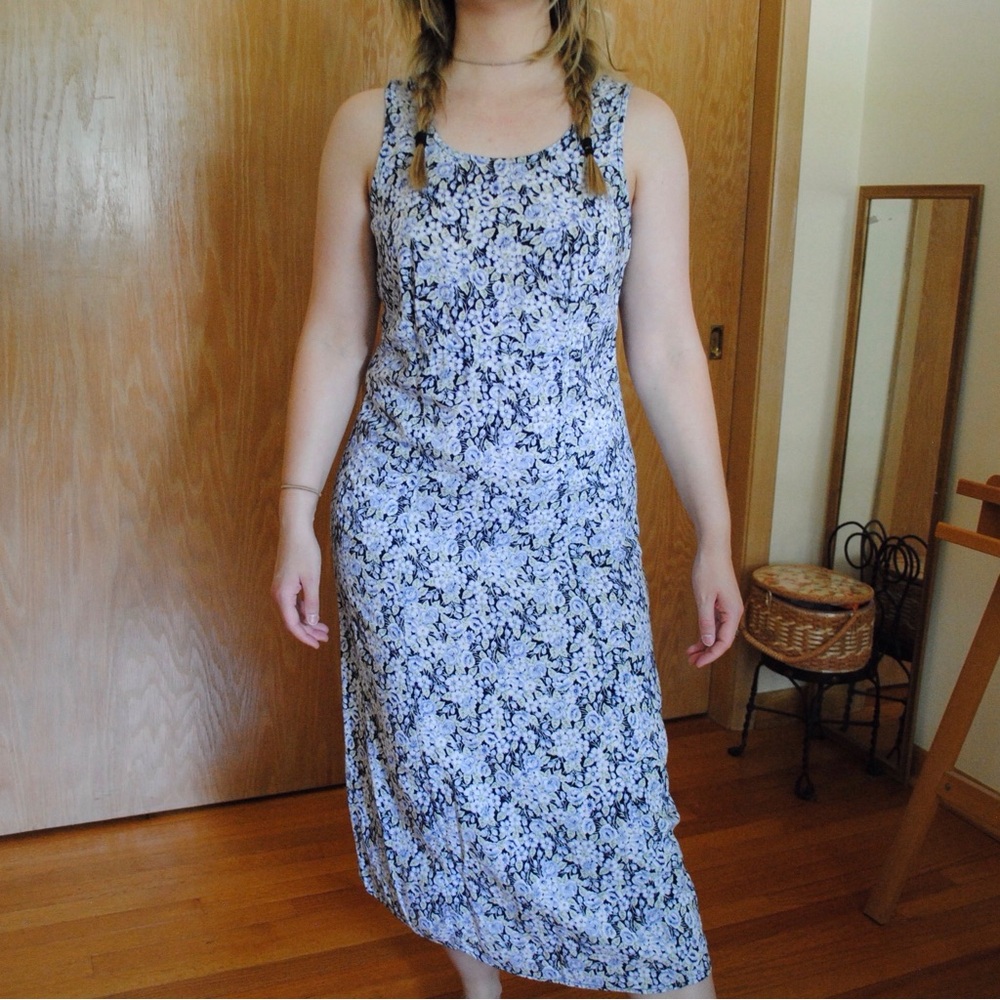 90s blue floral midi dress!